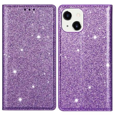 Glitter Plånboksfodral Iphone 14 Lila