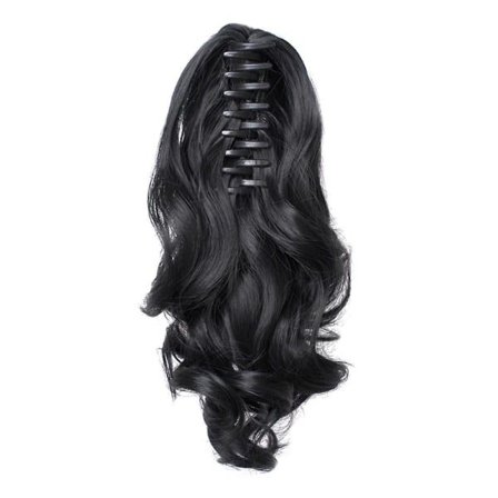 Naisten klipsu-poninhäntä hiustenpidennykset pitkä hiuspala peruukki musta