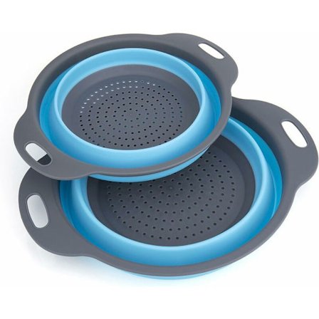 Taitettava siivilä, 2 kpl Taitettava silikonisiivilä Taitettava nuudelisiivilä Taitettava silikonisuodatin Hedelmä- ja vihanneskori (sininen)