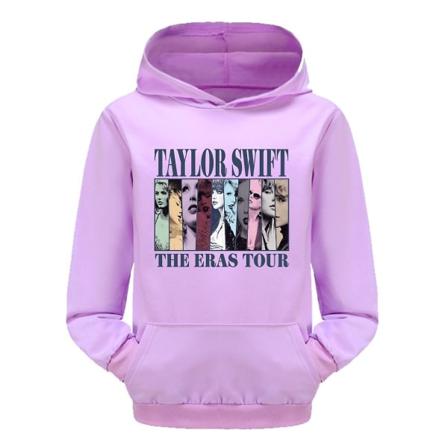 3-16 år Børn Pop Taylor Swift The Eras Tour Trykt Hoodie Piger Drenge Hættetrøje Pullover Toppe Purple 13-14T 160CM