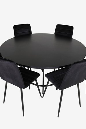 Venture Home - Spisegruppe Copenhagen med 6 Windu Lyx spisestoler - Svart - Spisegrupper - Fra Homeroom