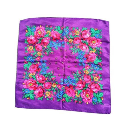 Rose Flower Print Head Scarf Twill trykt skjerf sjal LILLA
