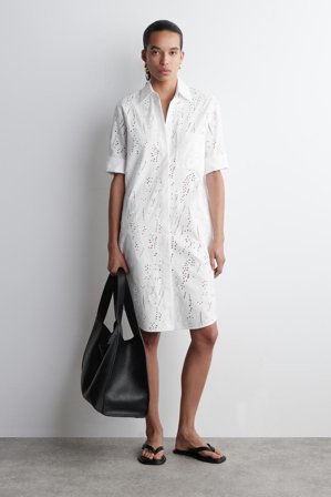 COS Women's Broderie Anglaise Shirt Dress in White