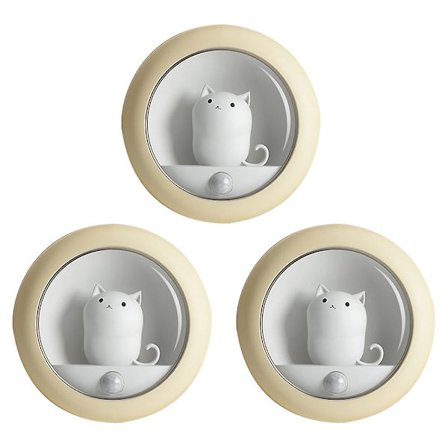 Söt katt rörelsesensor nattlampa, uppladdningsbar LED nattlampa, liten nattlampa USB sänglampa