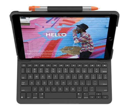 Logitech Slim Folio - tastatur og folioveske - QWERTZ - Tysk - grafitt Inn-enhet