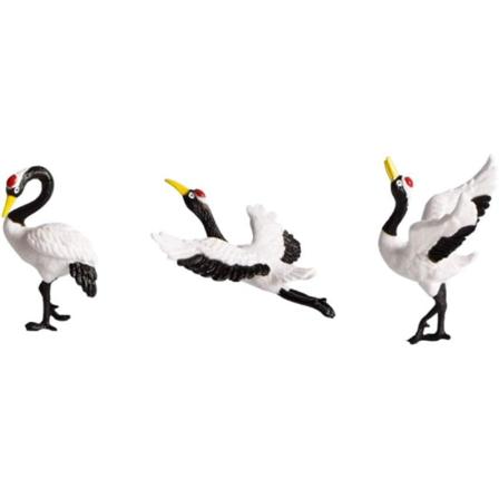 3 st miniatyr fjäderklädda rödkronade tranor falska fågelstatyer mässa