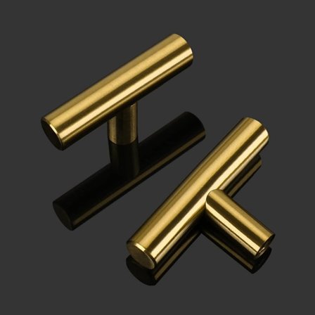 15 stk. Guldfarvede køkkenskabsknopper, messing T