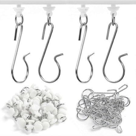 Duschdraperi Paket - 60 Delar med 30 Krokar och 30 Glidare