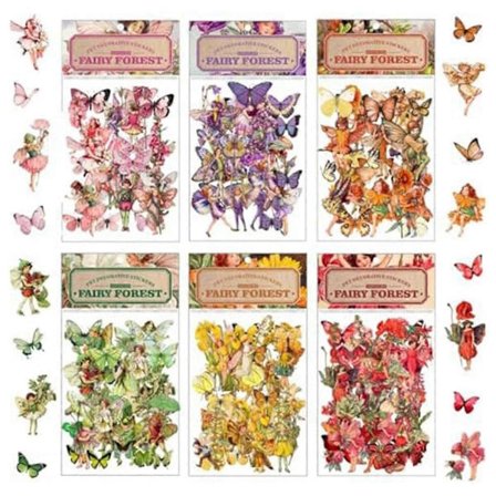 Vintage Fairy-klistremerker for journalføring, transparente blomsterfe-klistremerker for utklippsbok, A+B