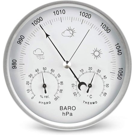 Skivebarometer med termometer hygrometer værstasjon barometrisk trykkmåler enkelhet og enkel avlesning (metrisk)