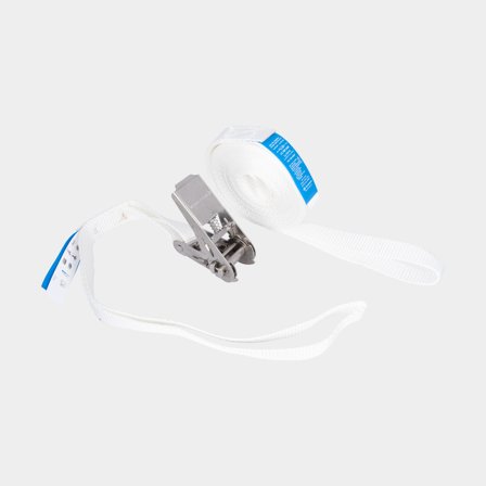 Spännband med ögla Fixolina, 2-delad, 25 mm x 5 meter (4.5 + 0.5 meter), 400 daN / 405 kg (LC), spänne i rostfritt stål, vit