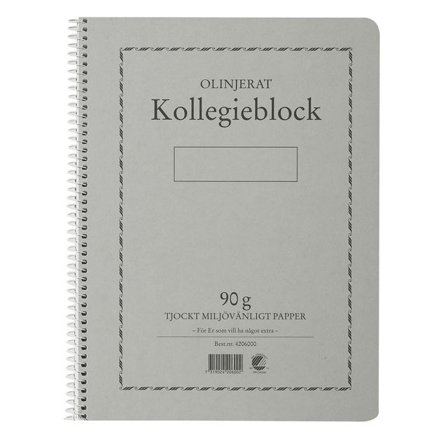 Kollegieblock A4 90g 70 blad olinjerad Träfritt papper - Lyreco - Kontorsmaterial - Block och anteckningsböcker - Kollegieblock