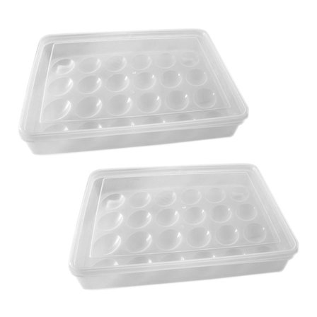 2x Äggförvaringslådor för Frys, Frysförvaring för Ägg med Lock Stapelbara Plastäggbehållare, 24 st, t.ex.