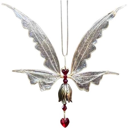Puutarhakoriste roikkuva tuulikello ulkona metallinen enkeli perhosen siivet