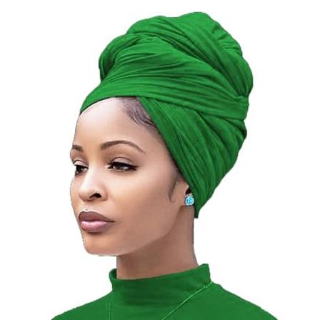 (Ljusgrön) Huvuddukar för svarta kvinnor Stretch Turban Afr