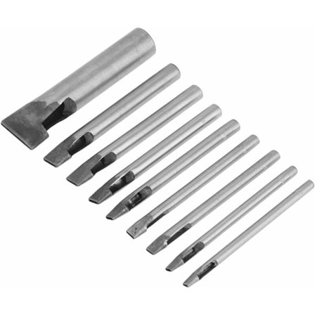 2mm 9 stk. Læderhul Punssæt Rund Stål Håndværk Skæreværktøjssæt til Bælter Urremme Sko Stof DIY Håndværksprojekter