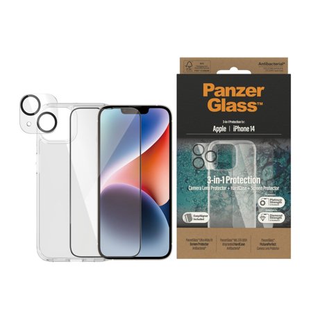 Panzer 3-in-1 Pack iPhone 14 PanzerGlass - High quality tempered glass screen protector