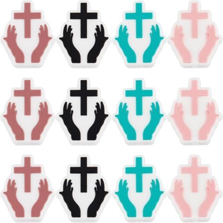 12 stykke søde hænder silikoneperler Mini Belief Spacer Beads