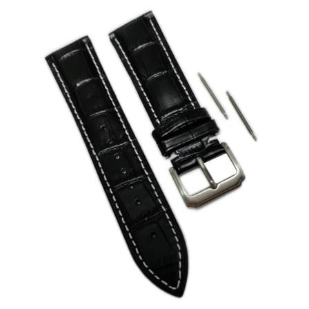 Äkta Läder Vattentätt Klockarmband I 16mm M 2 Sprintar . Svart Svart