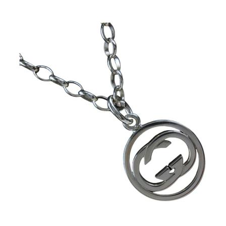 Gucci Vintage, Pre-owned Interlocking G Necklace Grijs, unisex, Maat:ONE Size,Zilver