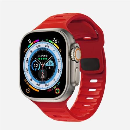 Pehmeä silikonihihna Apple Watch Band Ultra 49mm 44mm 45mm 42mm 41mm 42mm 38mm urheilukellohihna iwatch Serise 8 7 6 5 Rannekoru 15-Punainen 15-Ed 