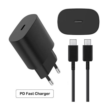 25W Samsung Hurtigoplader med USB-C 2M Kabel, Super Hurtig Opladningsadapter til Galaxy S24 S23 S22 Ultra, Rejsevenlig Strømstik