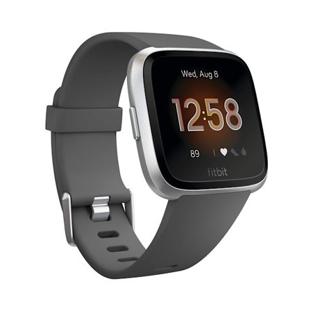Fitbit Versa Lite 40mm Sølv Urskive Sort Silikone Rem Smartwatch Sort