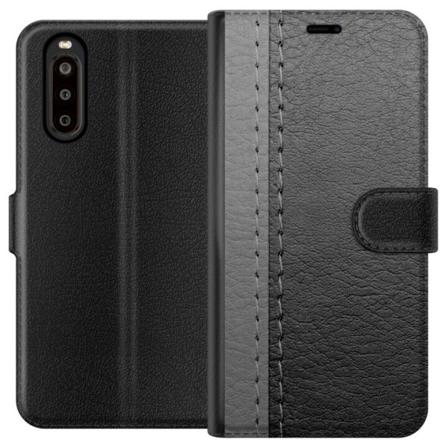 Sony Xperia 10 II Lompakkokotelo Musta & Harmaa Nahka