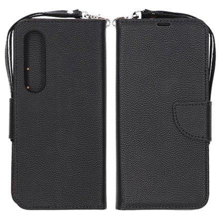 Flip Stand Leather Wallet Case For Sony Xperia 1 VI Black
