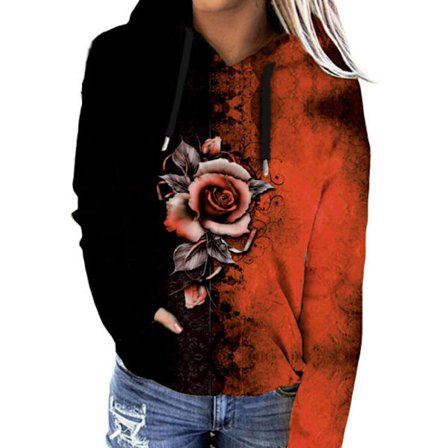 Ruusukuvioinen naisten huppari, talvipusero