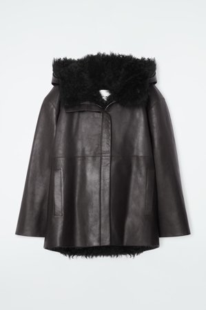 COS Shearling-Lined Nappa Hooded Jacket in Brown - Women