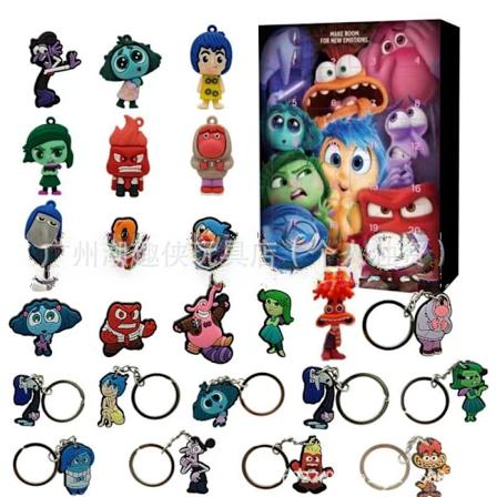 2024 Julekalender Inside Out A Nøglering Julekalender 24 Dages Nedtælling Blind Box Feriegave til Børn og Voksne