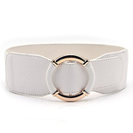 Elastisk Bælte Kjole til Kvinder Strækbar Bred Talje Vintage Tyk Spænde Pu Læder 1stk Hvid