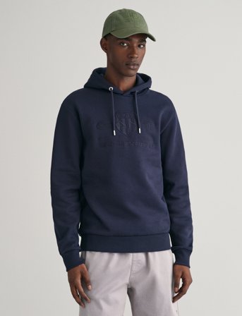 GANT Reg Tonal Shield Hoodie - Navy - XXL