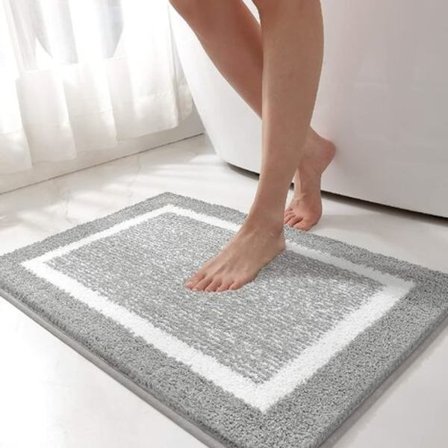 Color&Geometry 40x60cm Liukumaton Kylpymatto, Konepesu Kestävä Suihkumatto, Pehmeä Kylpyhuoneeseen, Keittiöön - Harmaa