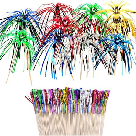 Pakke med 50 palmetræ-cocktailpinde - Cocktailpindsdekorationer - 6 farver - Cocktailtilbehør - Mad- og drikkedekoration til festartikler