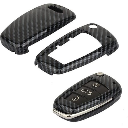Nyckelskal Smart Fjärrkontroll Nyckelring Kolfiber Modell För A3 A4 A6 A8 Tt Q7