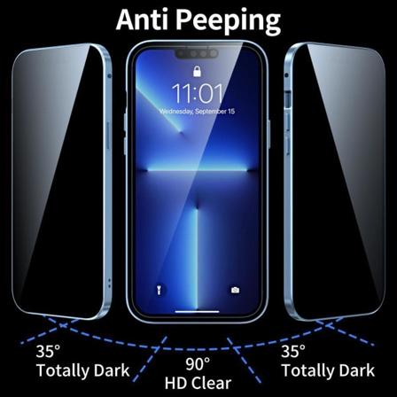 Sekretess Magnetisk metall stötfångare Anti-kikar case kompatibel med Iphone 15 Pro, dubbelsidigt härdat glas cover Silver For iPhone 15 Pro