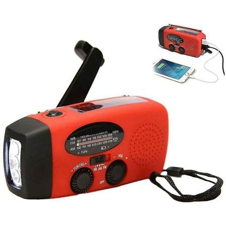 Solradio, håndsveivradio med LED-lommelykt