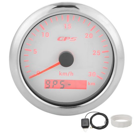85mm Marine Auto GPS Speedometer Universal Speed Odometer 9‐32V med 7 farvet baggrundsbelysning til bil, båd, RV, yachtHvid