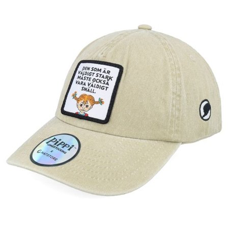 Pippi Långstrump - Beige unconstructed Keps - Stark & Snäll Washed Beige Dad Cap @ Hatstore