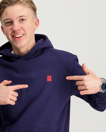 Zeke Essential Chest Print Hoodie Blå Hoodies/Hættetrøjer Dreng - Kids Brand Store