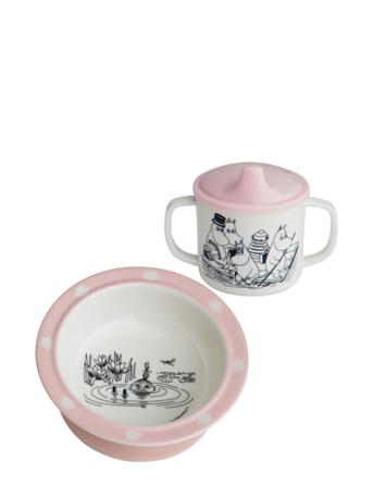 Moomin, Bowl And Cup, Blue Home Meal Time Dinner Sets Rosa Rätt Start
