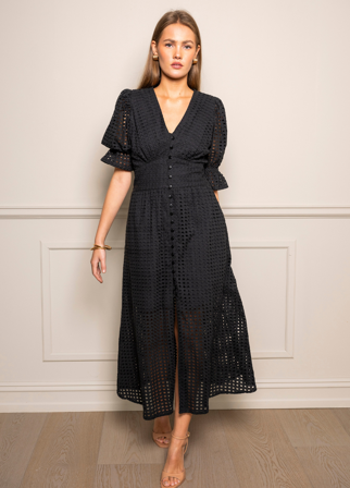 MISSMAYA - Andrea Dress Broderie Black - S