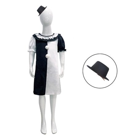 Litotail Killer Terrifier Clown Jumpsuit Svart Vit Dräkt Bodysuit Fest Halloween Outfit Kläder C