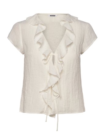 Weekday Frilled Tie-Front Top - White - XS