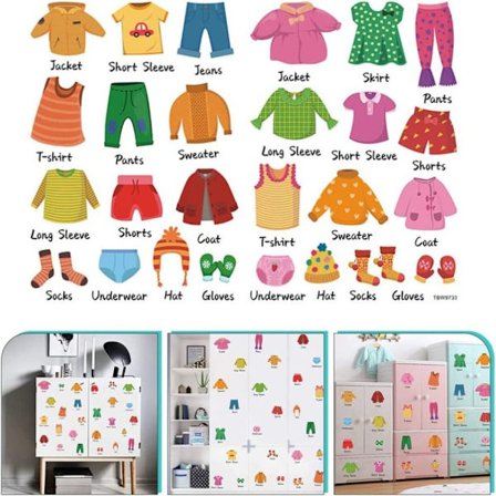 Klær Etikett Dekal Garderobe Klær Klassifisering Dekor