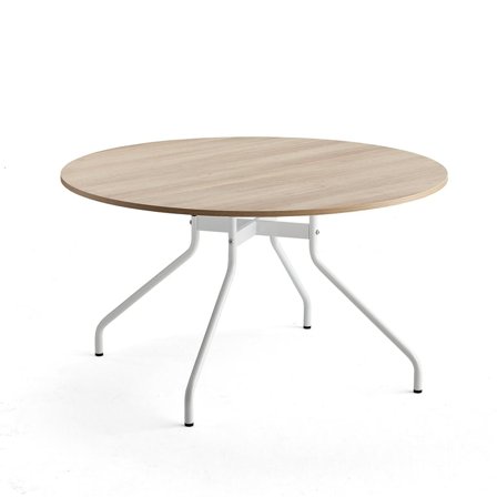 Table AROUND, Ø1300 mm, oak laminate, white