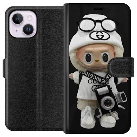 Kompatibel Tegnebogsetui til Apple Apple iPhone 15 Plus Stilfuld designerfigur med kamera og streetwear, legesyg samlerfigur i trendy urban æstetik o