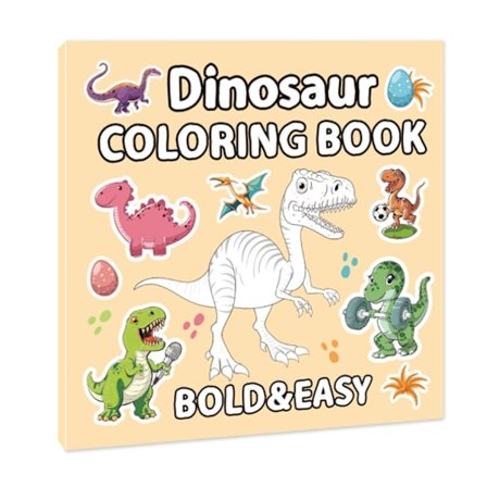 En målarbok för vuxna och tonåringar med supersöta bilder och enkla och avkopplande mönster, Dinosaurie